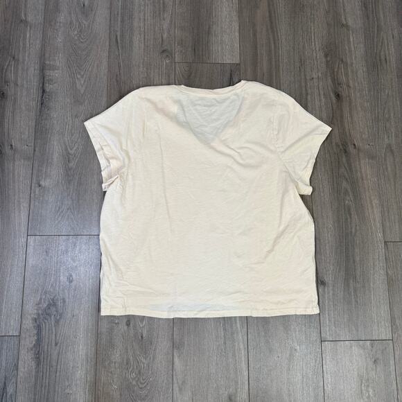 J.Crew Short-Sleeve Vintage Cotton V-Neck Tee Womens Plus Size 3X Cream Slim Fit - Picture 5 of 7
